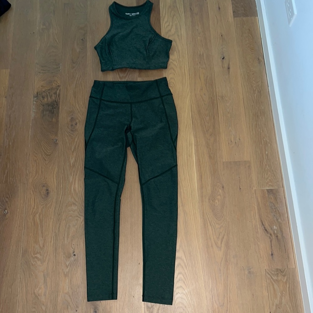 Green leggings and crop set from Outdoor Voices